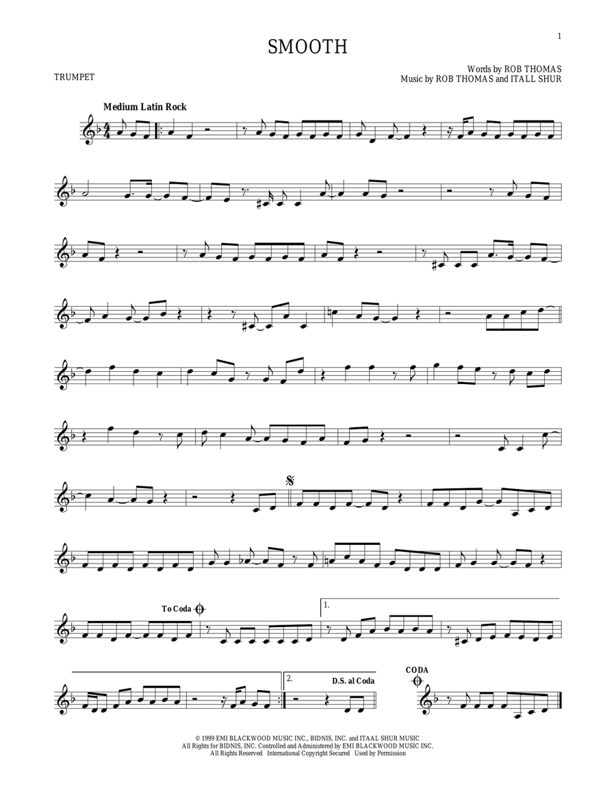 Smooth Smooth Trumpet Solo scores gallery preview page 1
