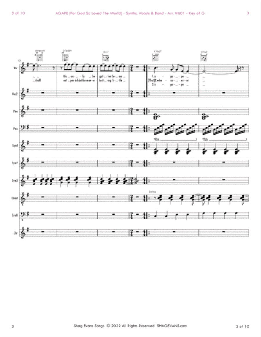 AGAPE (For God So Loved The World) A601G - Single Sheet Music Small Ensemble scores gallery preview page 6