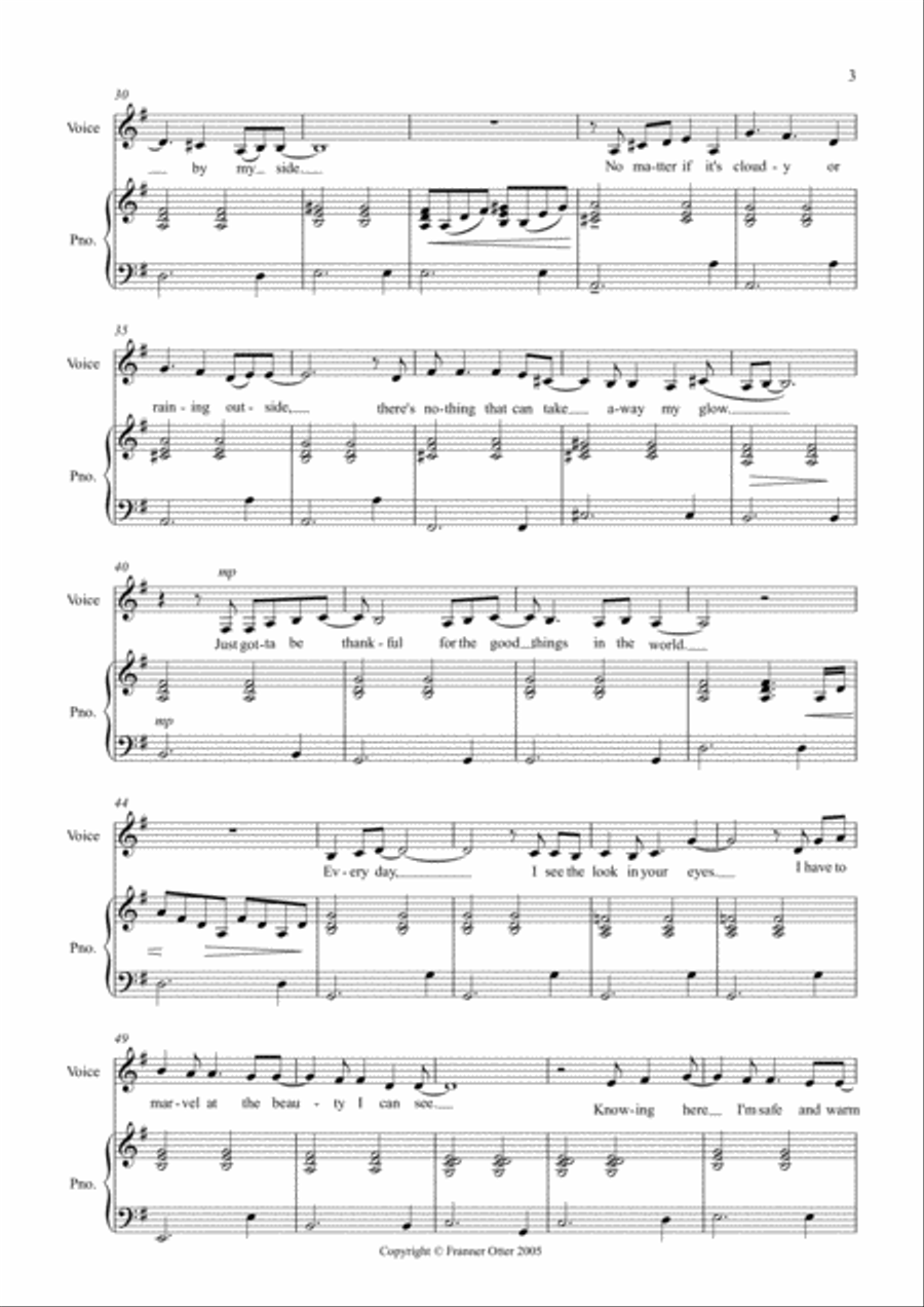 Thankful by Franner Otter - solo vocal and easy piano Voice scores gallery preview page 3