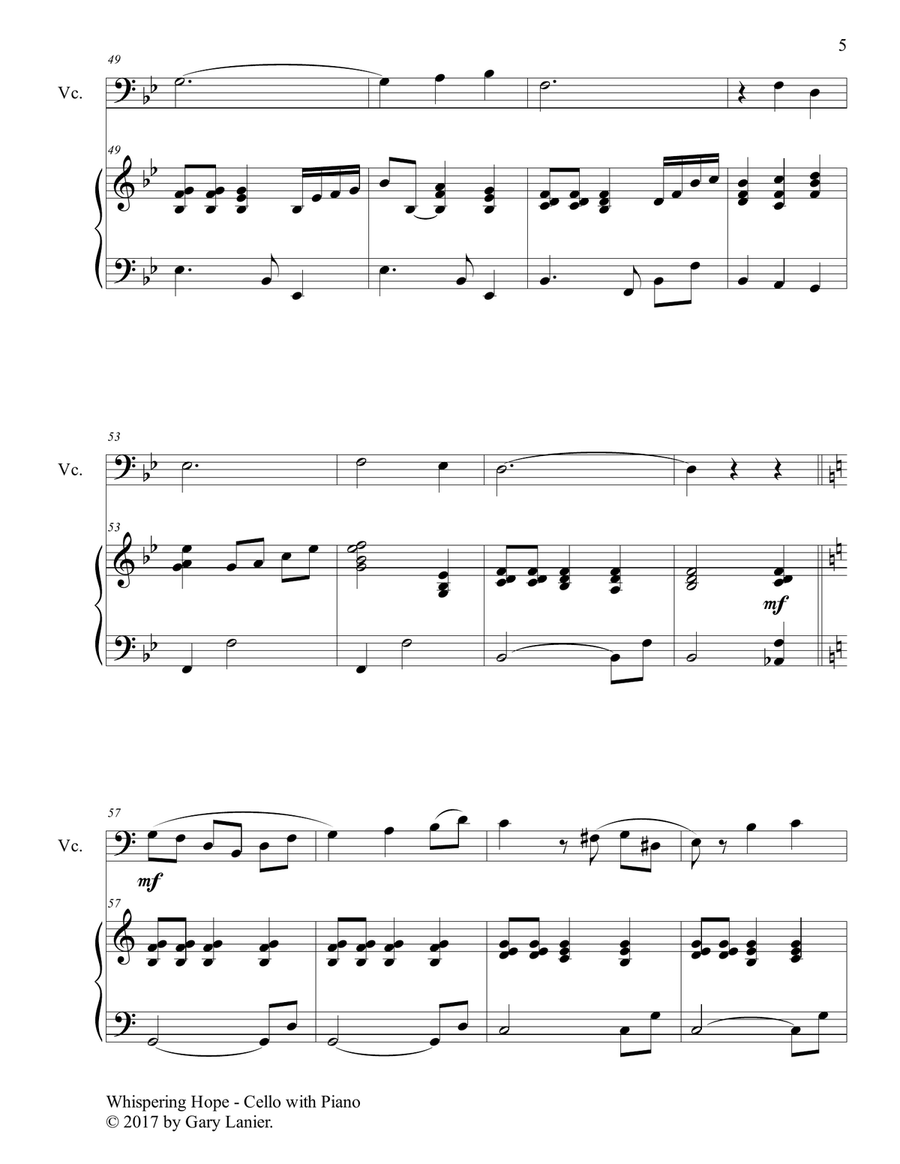 3 HYMNS OF HOPE (for Cello and Piano with Score/Parts) Piano scores gallery preview page 6