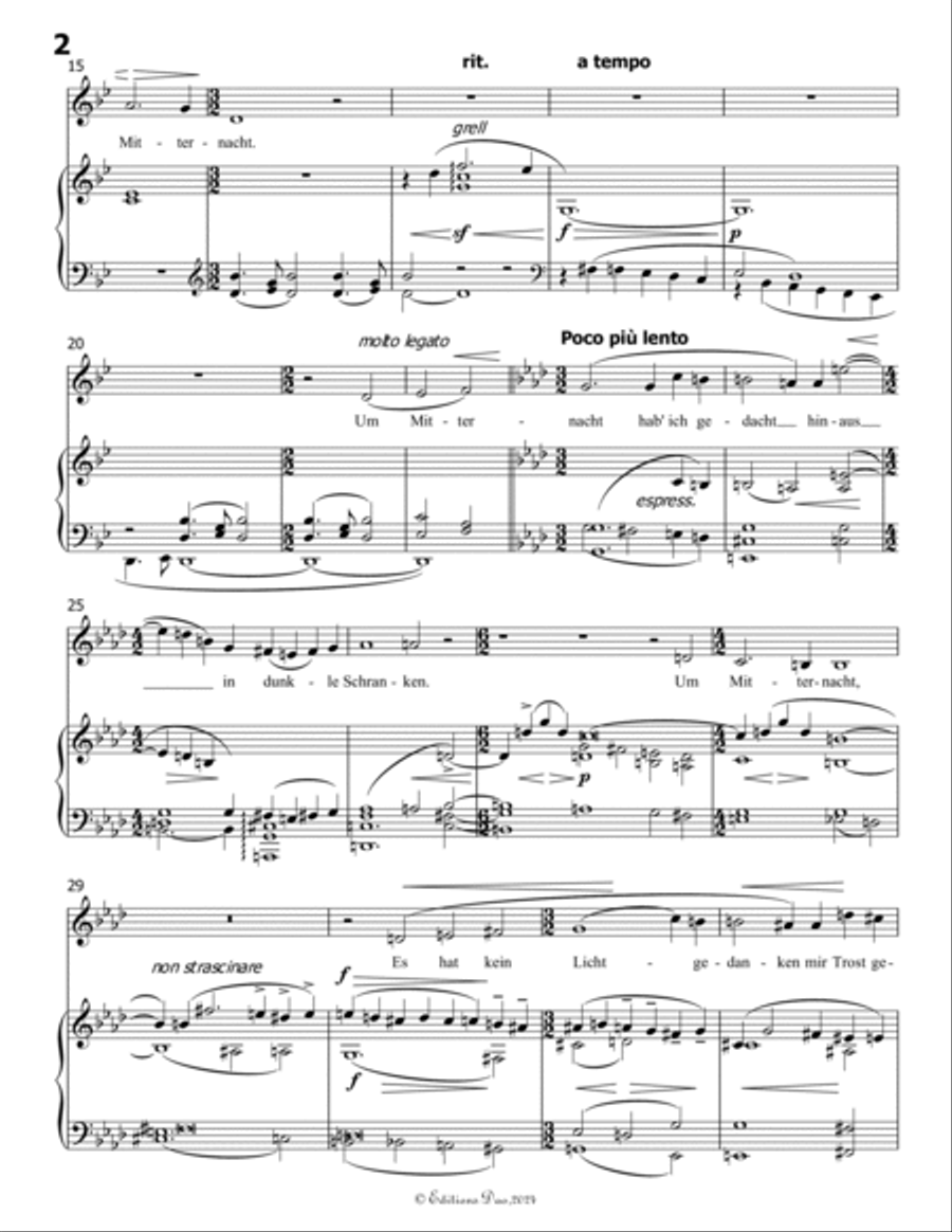 Um Mitternacht, by Mahler, in g minor Piano, Vocal scores gallery preview page 4