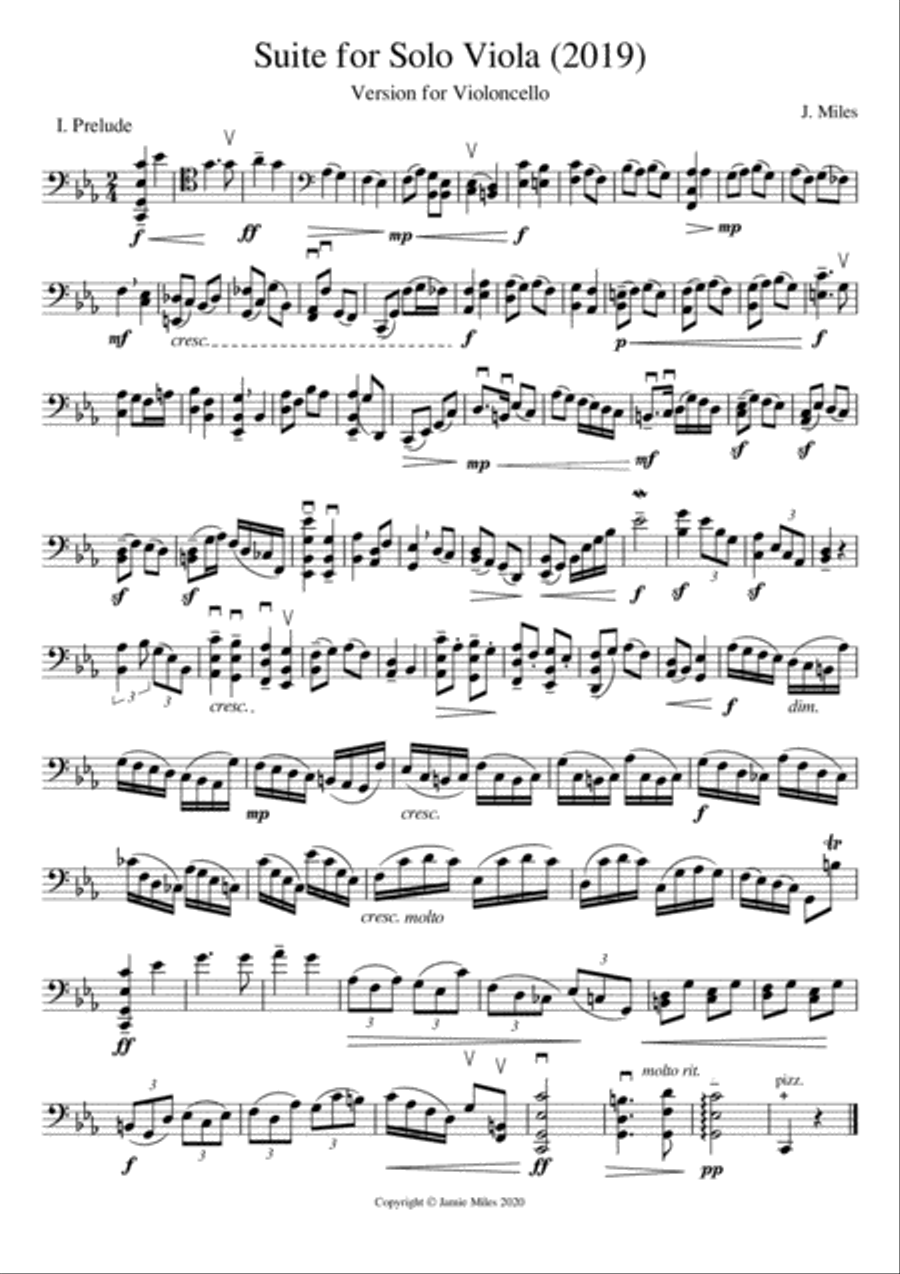 Suite for Solo Viola (2019) - Version for Violoncello Cello Solo scores gallery preview page 2