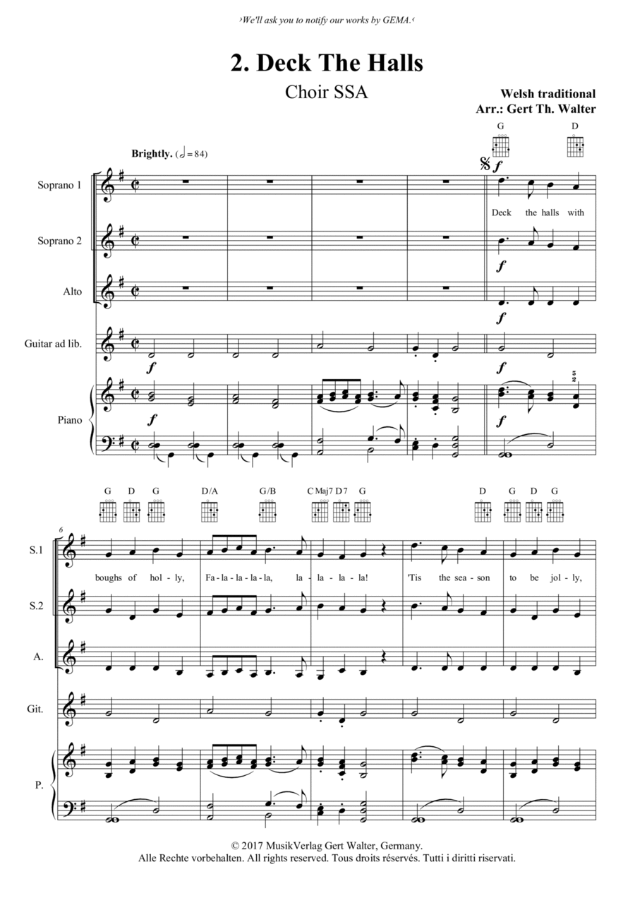 Deck The Halls SSA scores gallery preview page 1