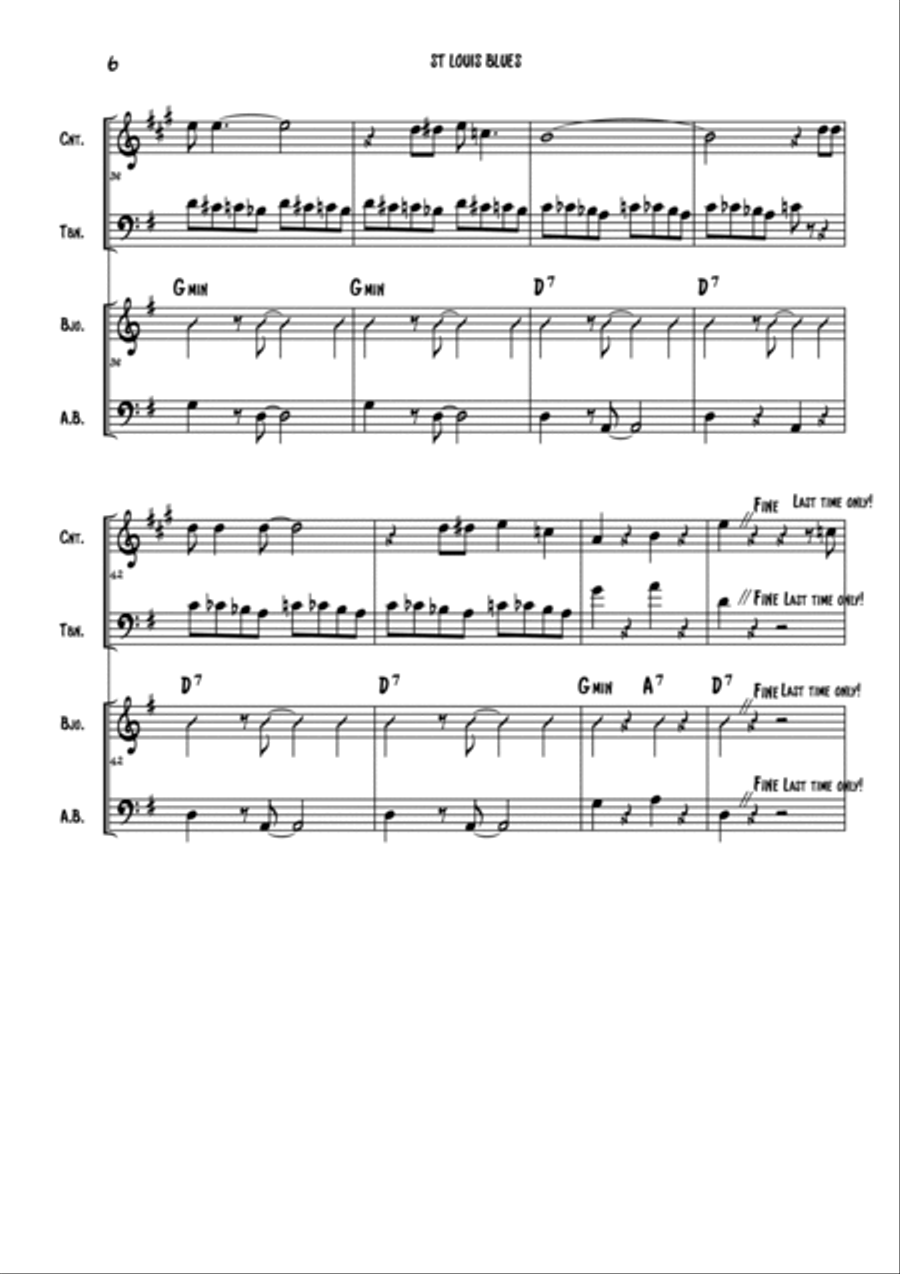 Dixieland jazz band - St Louis Blues Jazz Ensemble scores gallery preview page 6