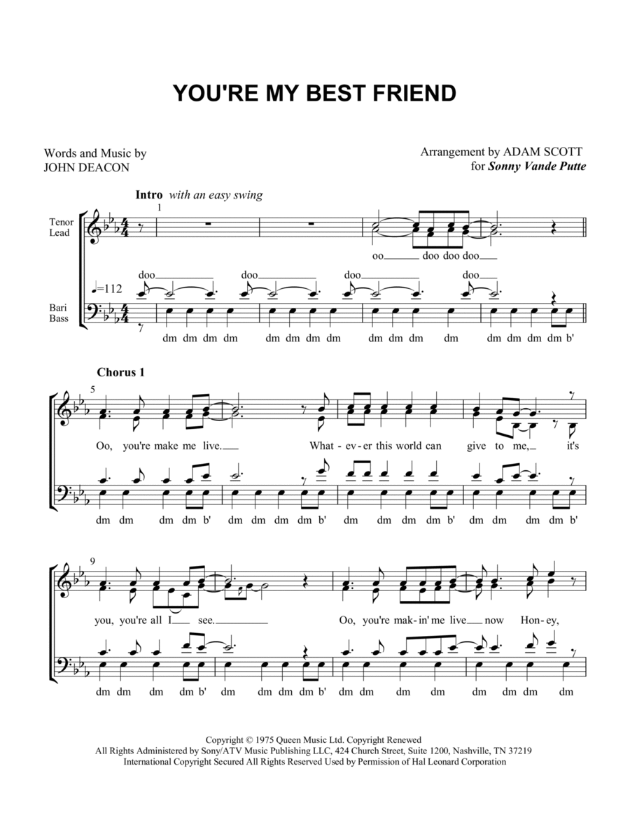 You're My Best Friend 4-Part scores gallery preview page 1