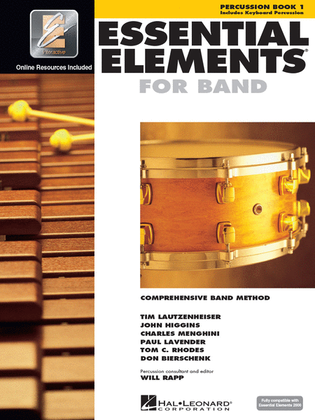 Book cover for Essential Elements for Band – Percussion/Keyboard Percussion Book 1 with EEi