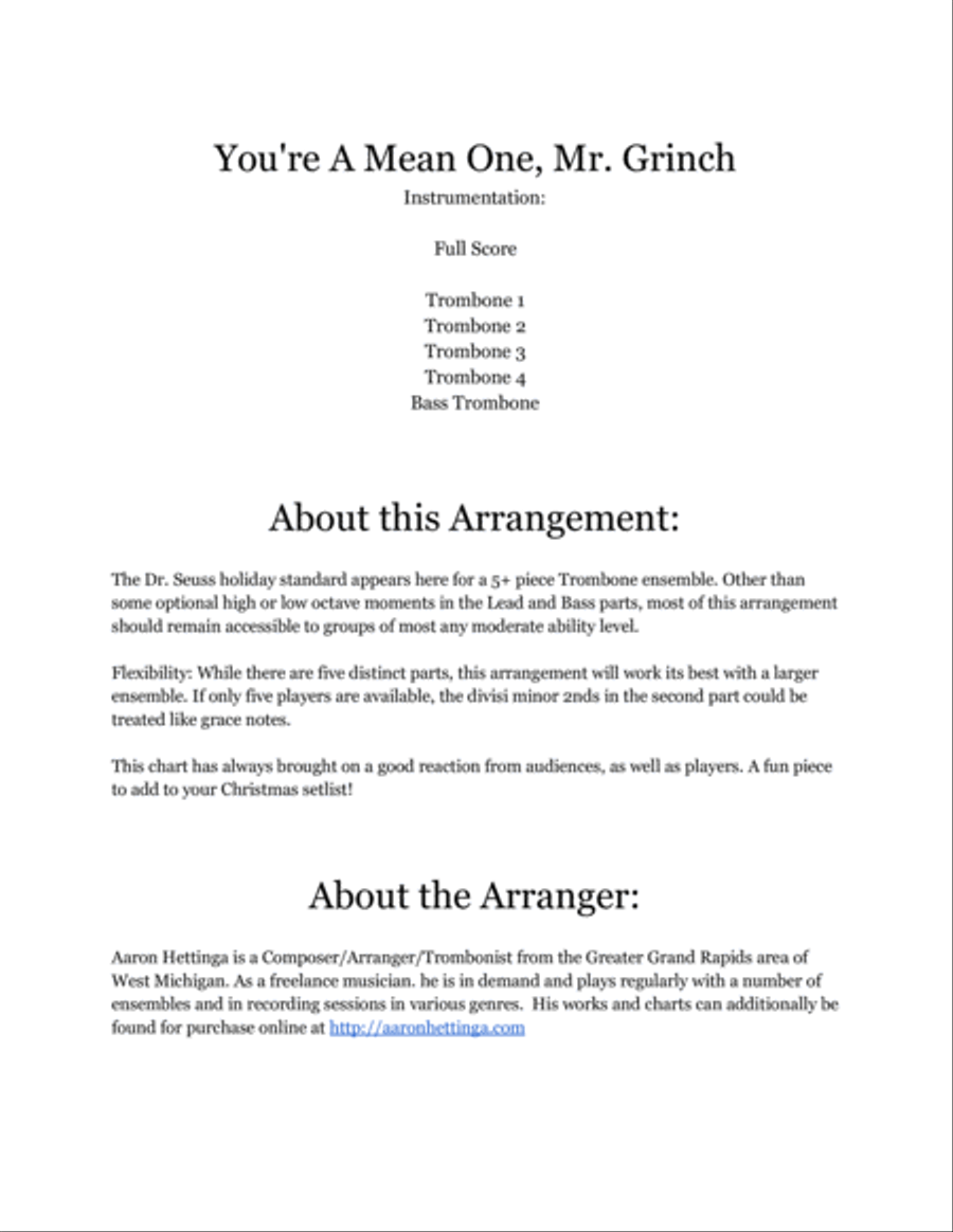 You're A Mean One, Mr. Grinch Brass Ensemble scores gallery preview page 2