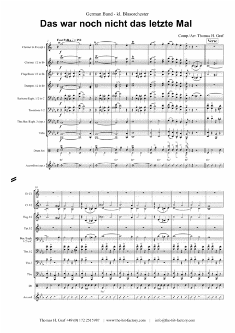 Das war noch nicht das letzte Mal - German Polka - Oktoberfest - German Band Clarinet scores gallery preview page 1