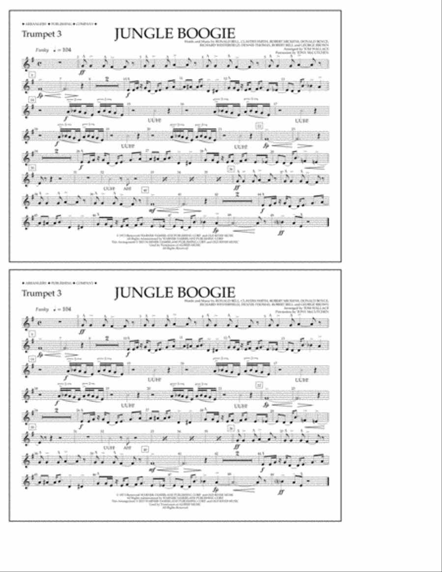 Jungle Boogie - Trumpet 3 Marching Band scores gallery preview page 1
