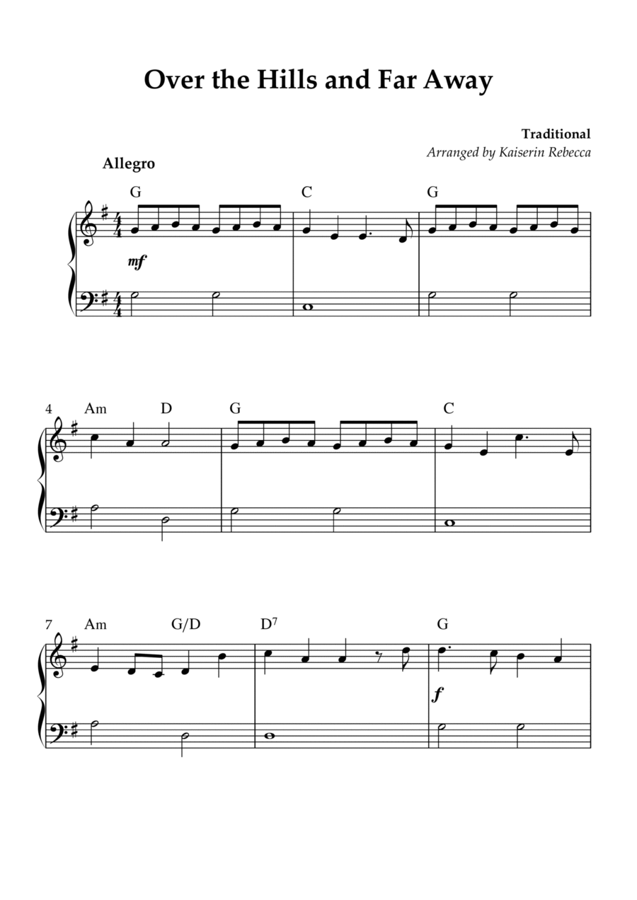 Over the Hills and Far Away Piano Method scores gallery preview page 1