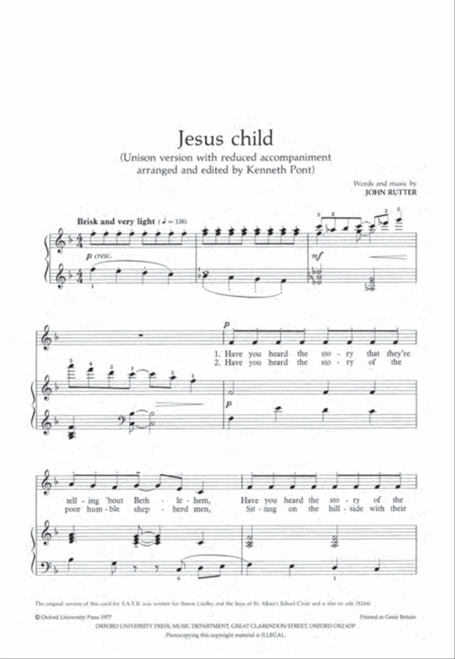 Jesus Child Unison Choir scores gallery preview page 2