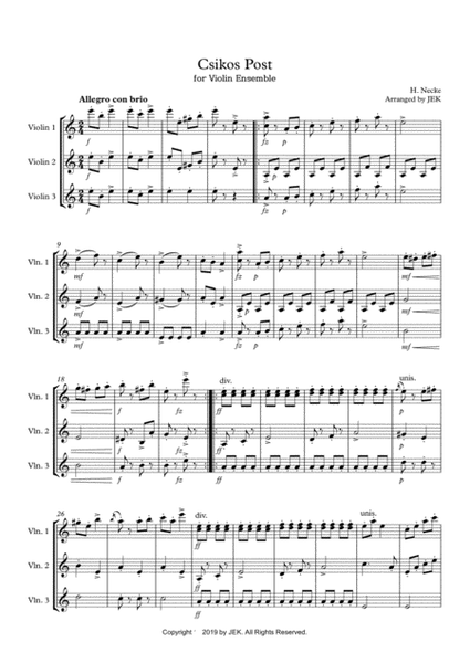 Csikos Post for Violin Ensemble (Academy)