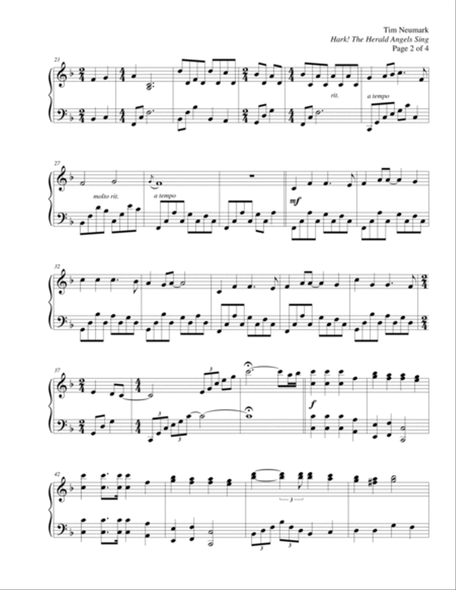 Hark! The Herald Angels Sing Piano Solo scores gallery preview page 2