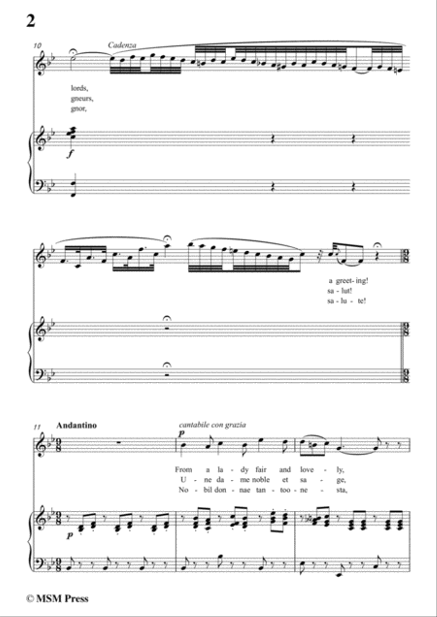 Meyerbeer-Nobles seigneurs,salut,from 'Les Huguenots',in B flat Major,for Voice and Piano image number null
