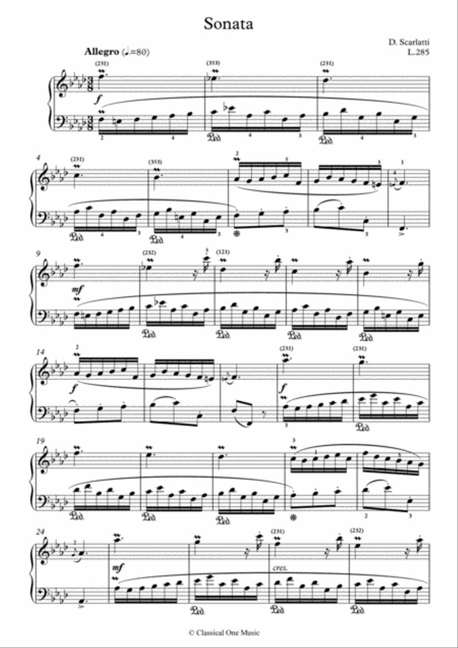 Scarlatti-Sonata in f-minor L.285 K.187(piano) Piano Solo scores gallery preview page 2