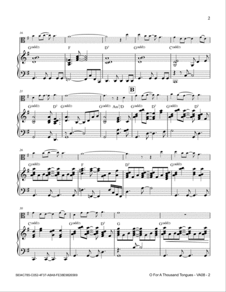 O For A Thousand Tongues Viola scores gallery preview page 3