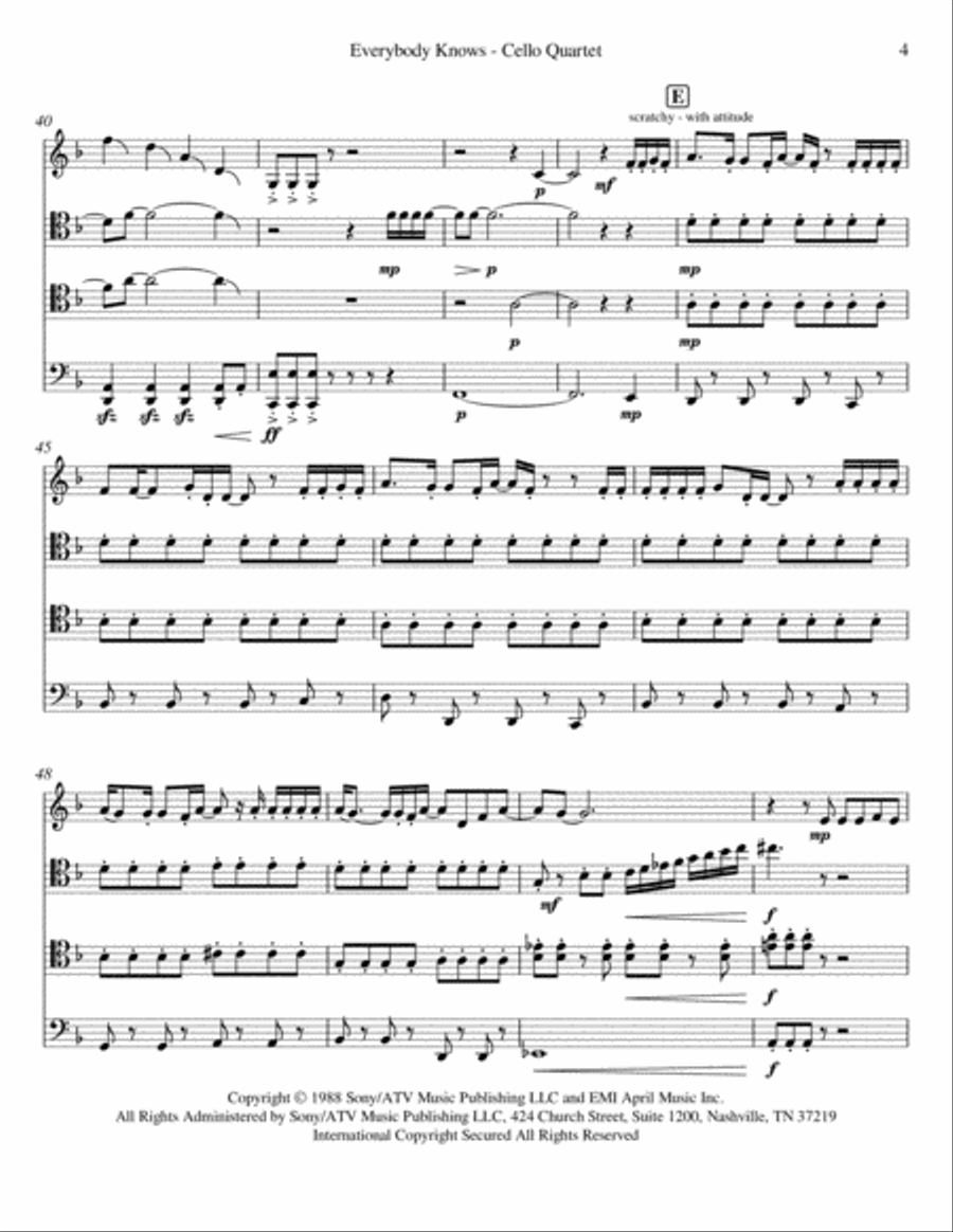 Everybody Knows Cello scores gallery preview page 4