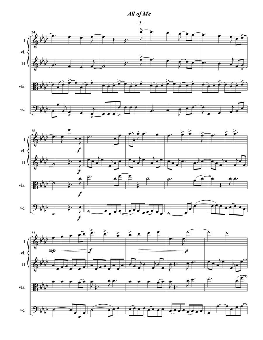All Of Me String Quartet scores gallery preview page 3