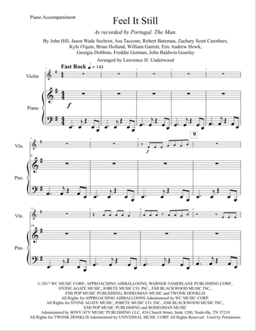 Feel It Still Violin Solo scores gallery preview page 2