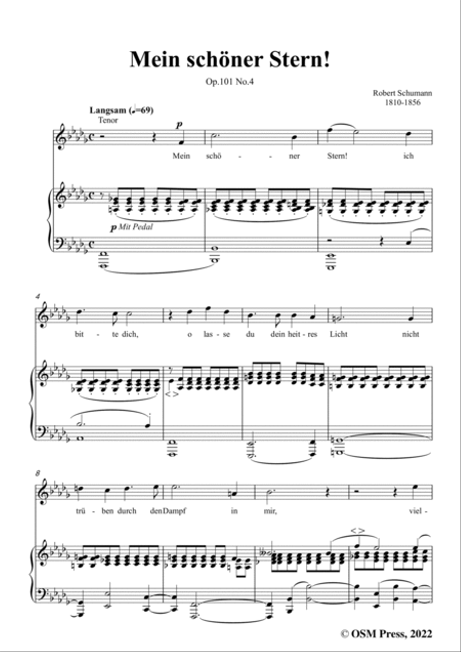 Schumann-Mein schoner Stern!,Op.101 No.4,in D flat Major Voice scores gallery preview page 3
