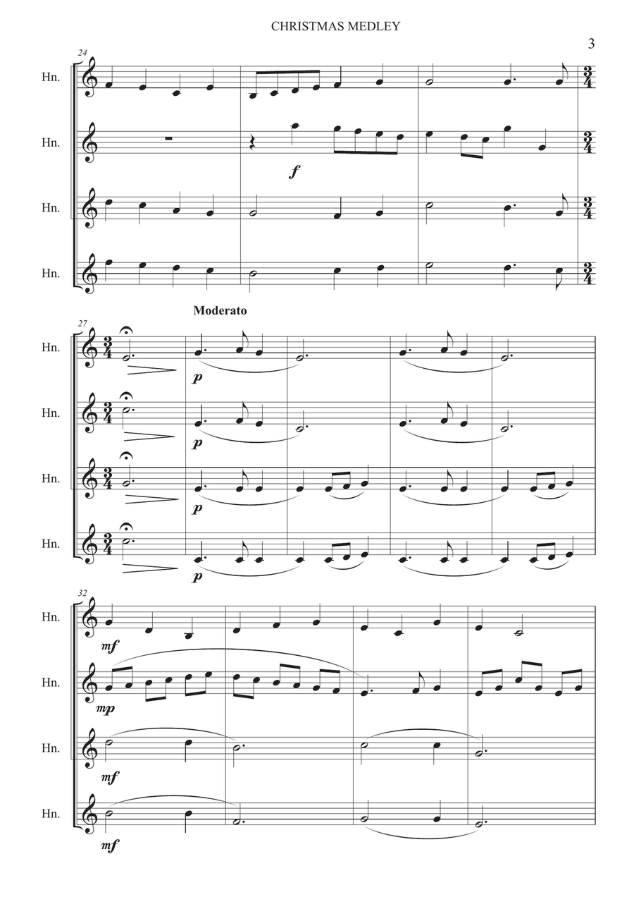 Christmas Medley - French Horn Quartet Brass Quartet scores gallery preview page 3