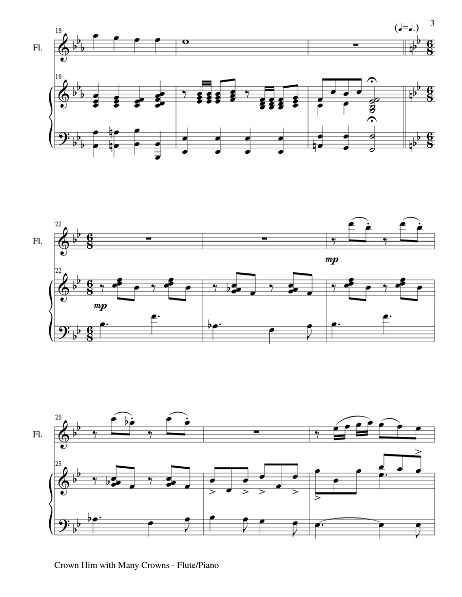 CROWN HIM WITH MANY CROWNS (Duet – Flute and Piano/Score and Parts) Woodwind Duet scores gallery preview page 3