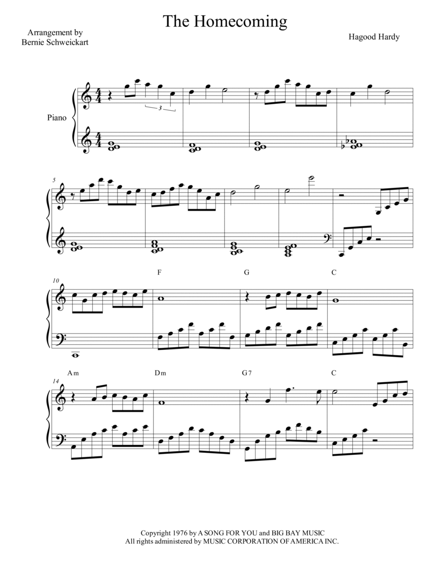 The Homecoming The Homecoming Piano Solo scores gallery preview page 1