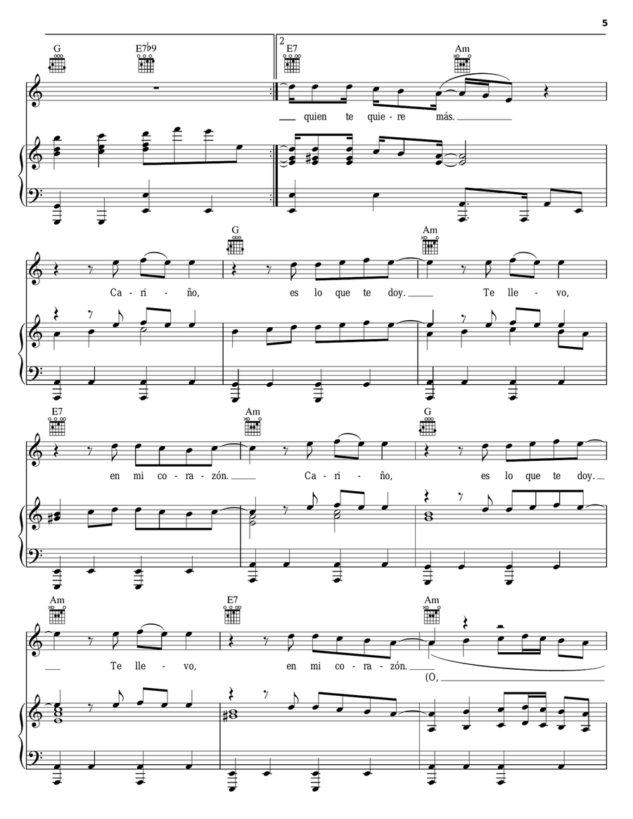 Juramento Piano, Vocal, Guitar scores gallery preview page 5