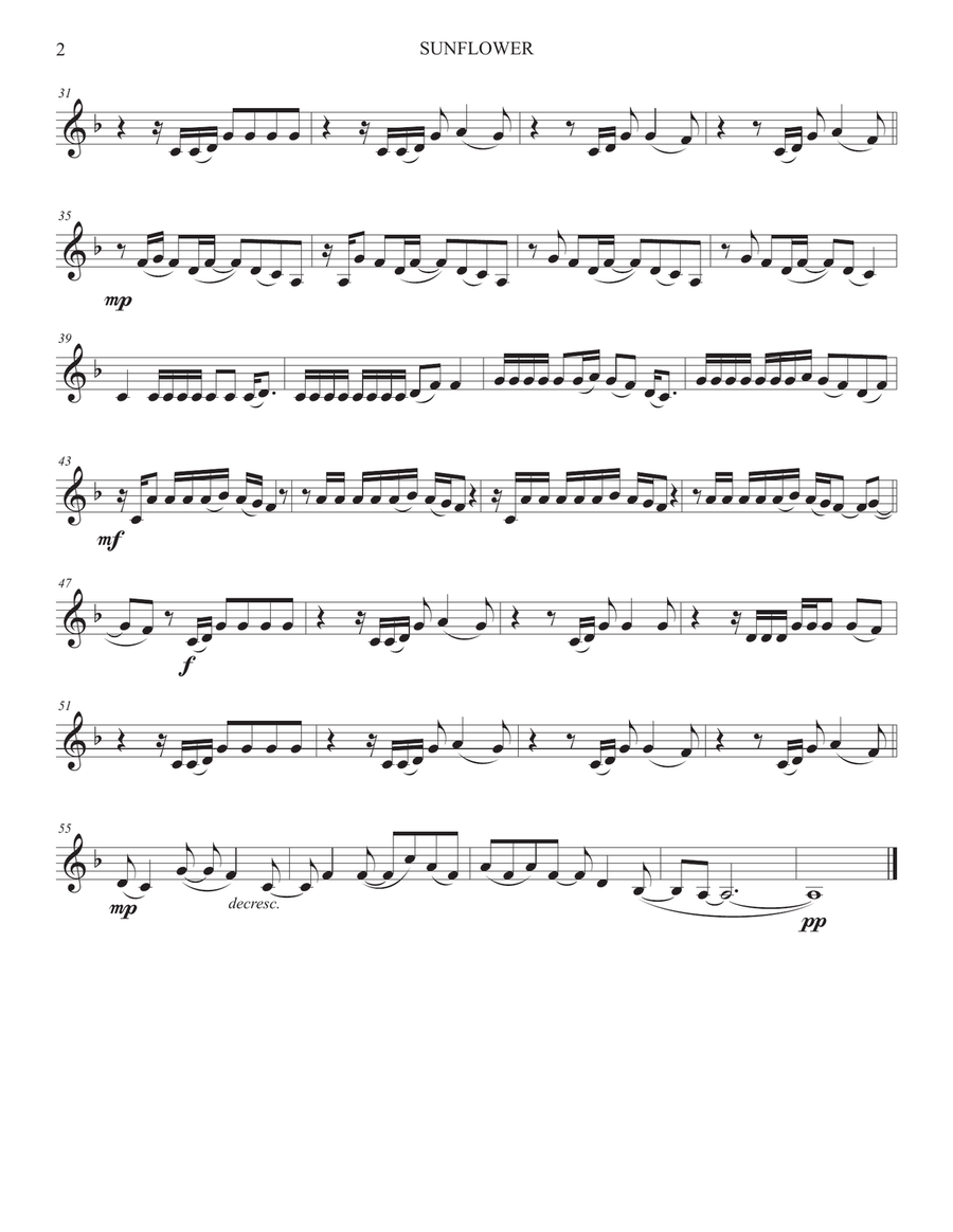 Sunflower Trumpet Solo scores gallery preview page 2