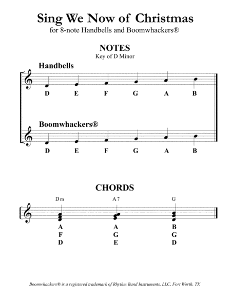 “Sing We Now of Christmas” for 8-note Bells and Boomwhackers® (with Black and White Notes) image number null