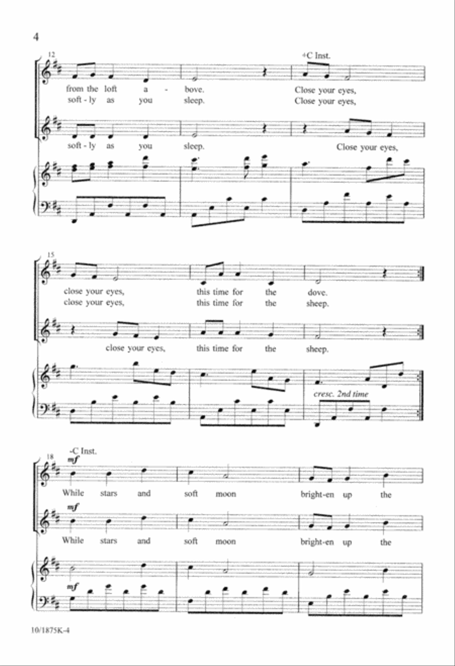 Lullaby Unison Choir scores gallery preview page 4