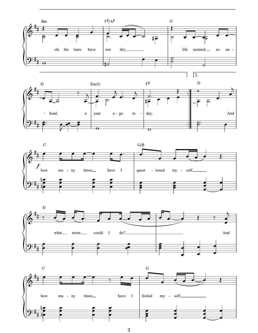A Year Ago Today Piano Solo scores gallery preview page 3