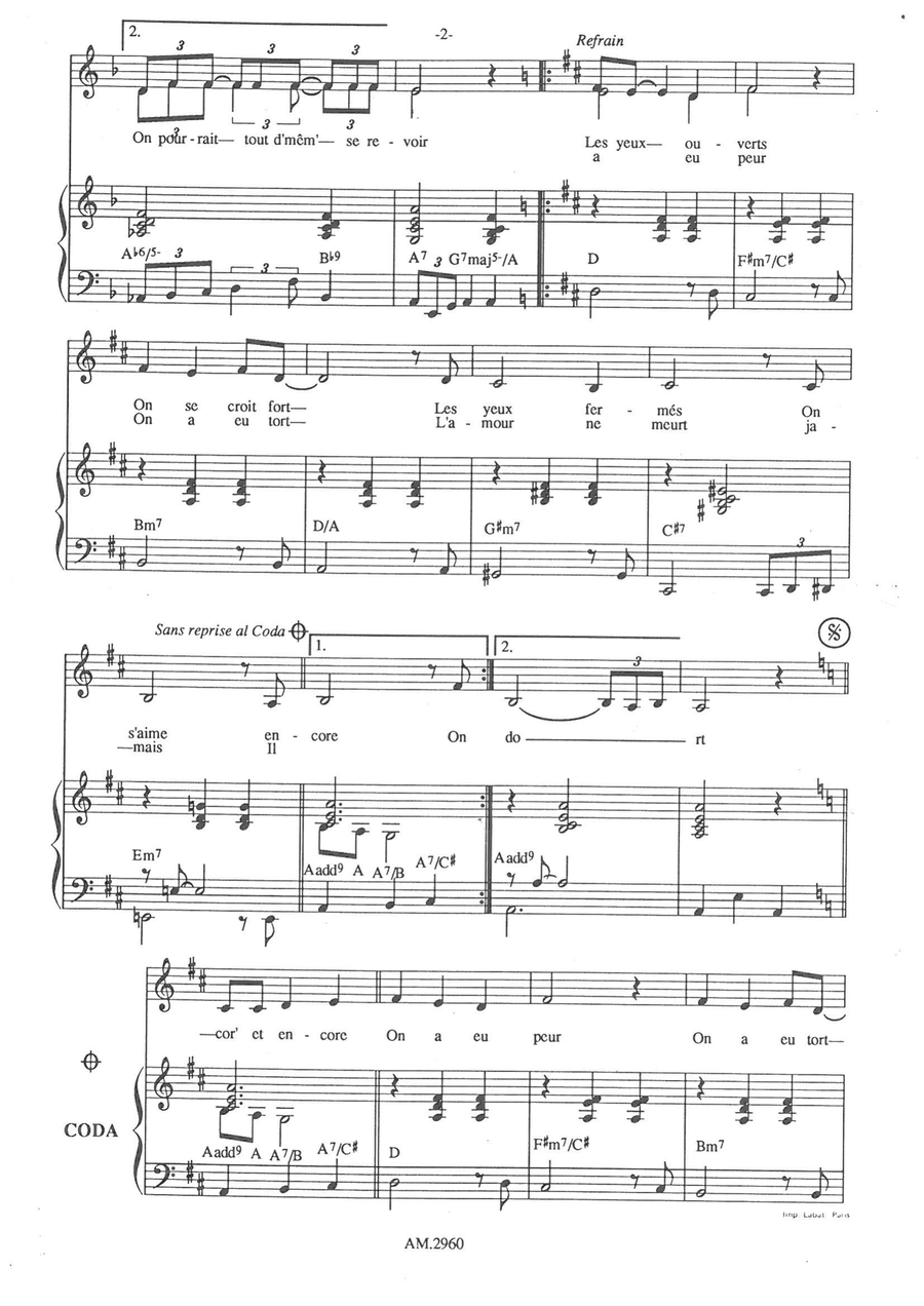 Les Yeux Ouverts Les Yeux Ouverts Piano, Vocal scores gallery preview page 2