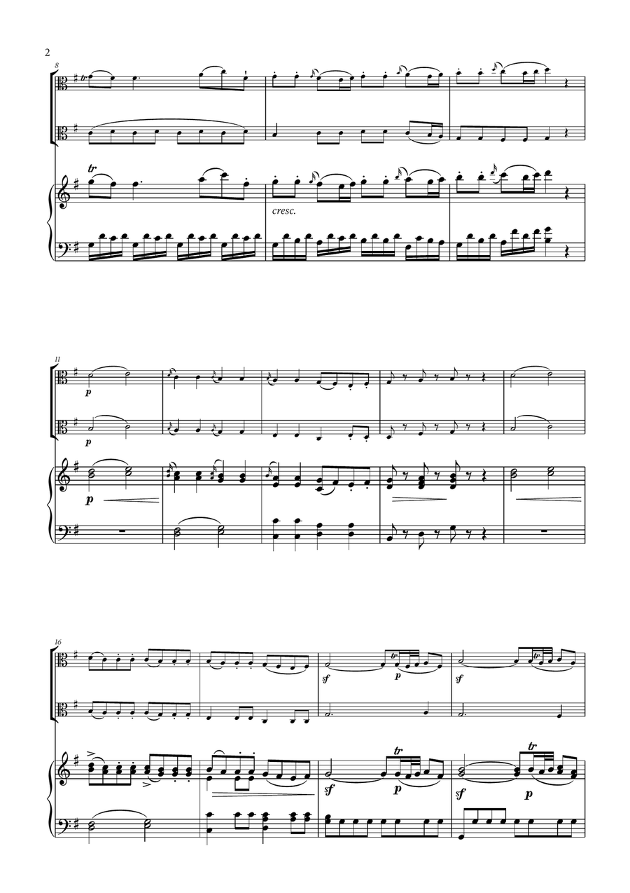 W. A. Mozart - Eine Kleine Nachtmusik (for Viola Duet and Piano) String Duet scores gallery preview page 2