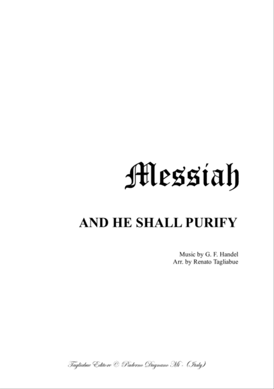 AND HE SHALL PURIFY - Messiah - Arr. for SATB Choir and Organ 4-Part scores gallery preview page 1