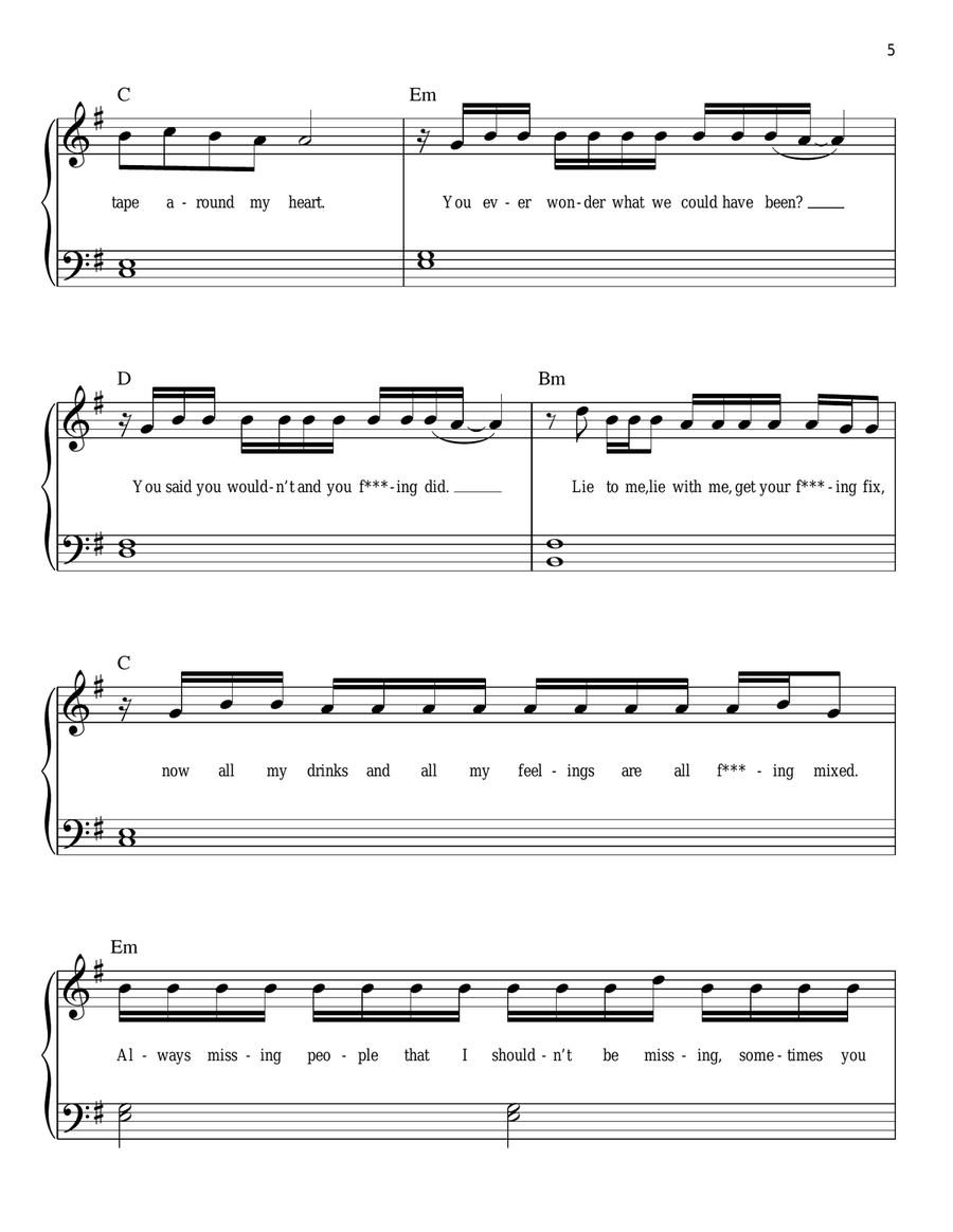 I Hate U, I Love U Easy Piano scores gallery preview page 5