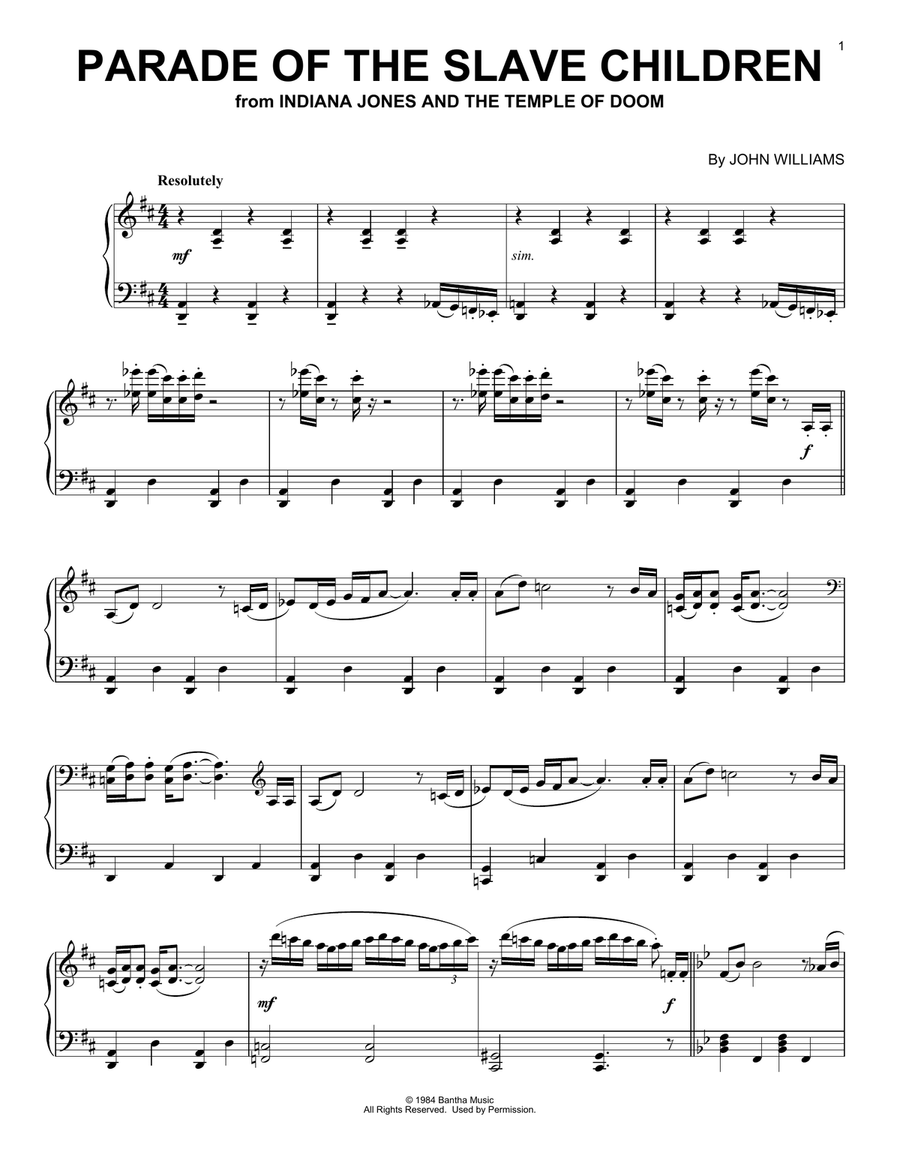 Slave Children's Crusade (from Indiana Jones and the Temple of Doom) Piano Solo scores gallery preview page 1