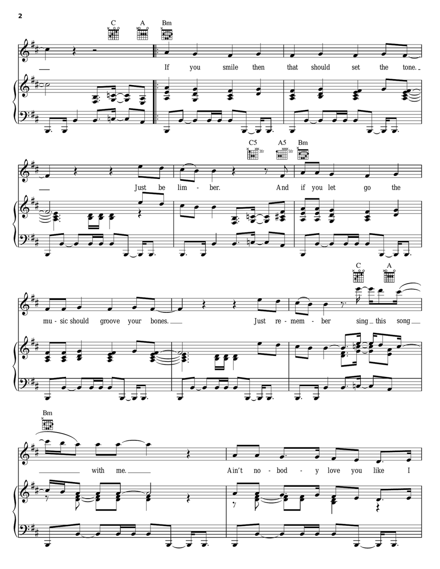 Like I Love You Piano, Vocal, Guitar scores gallery preview page 2