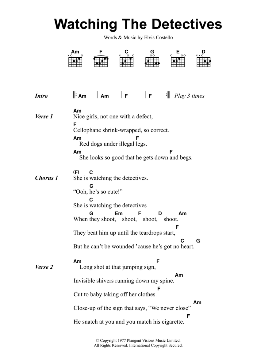 Watching The Detectives Acoustic Guitar scores gallery preview page 1