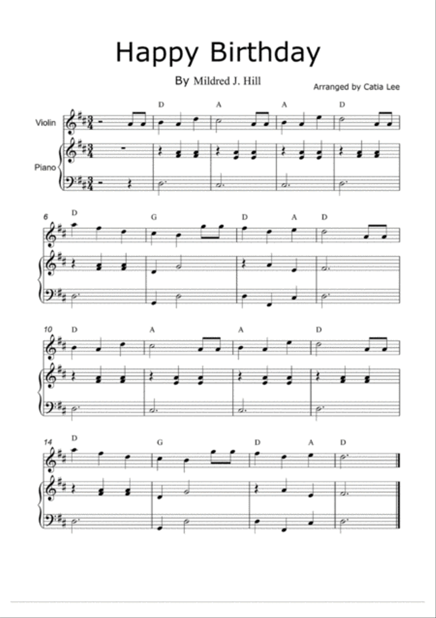 Happy birthday Duet for Violin and Piano D major Happy birthday Duet for Violin and Piano D major Violin Solo scores gallery preview page 2