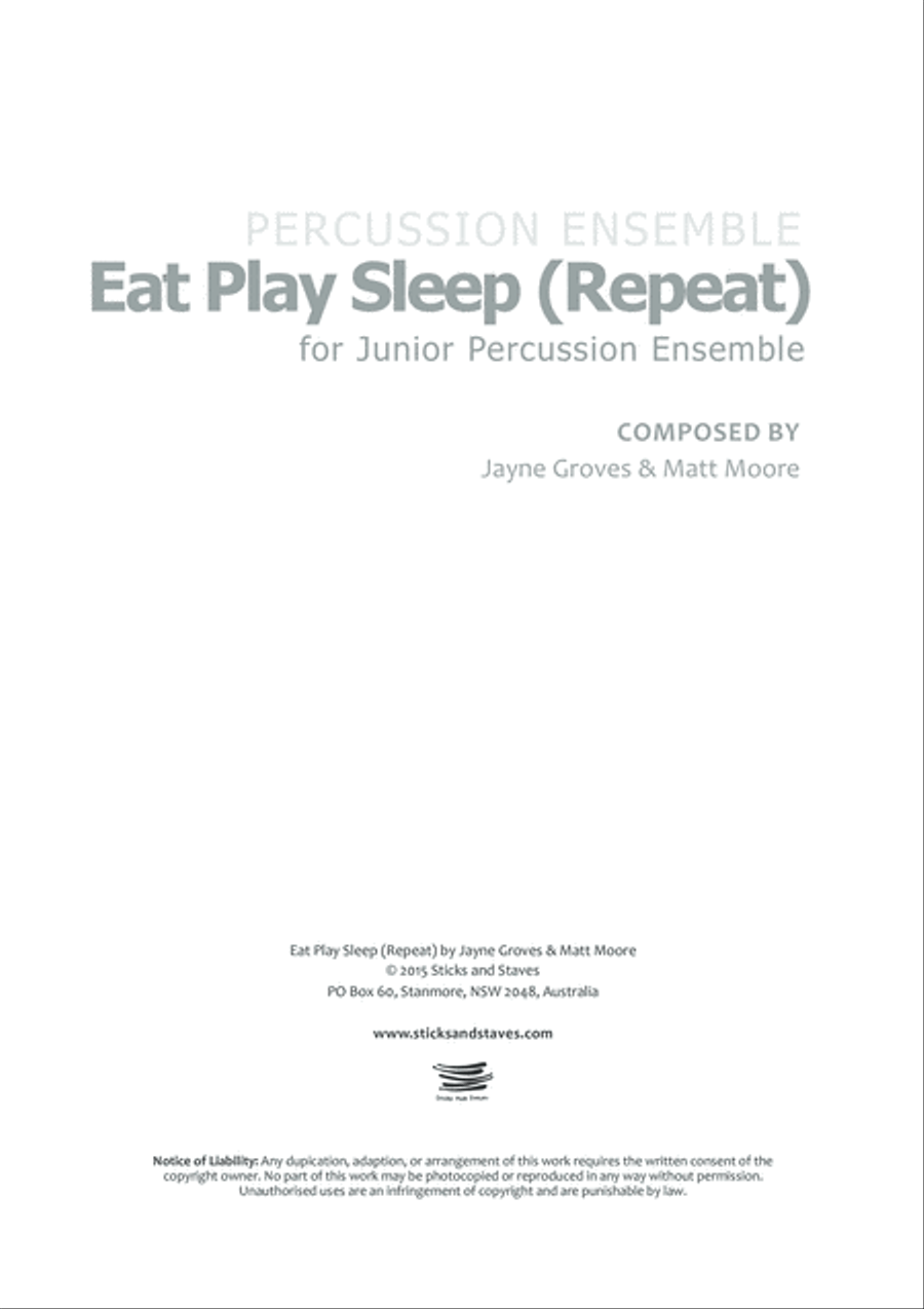Eat Play Sleep (Repeat) Percussion Ensemble scores gallery preview page 1