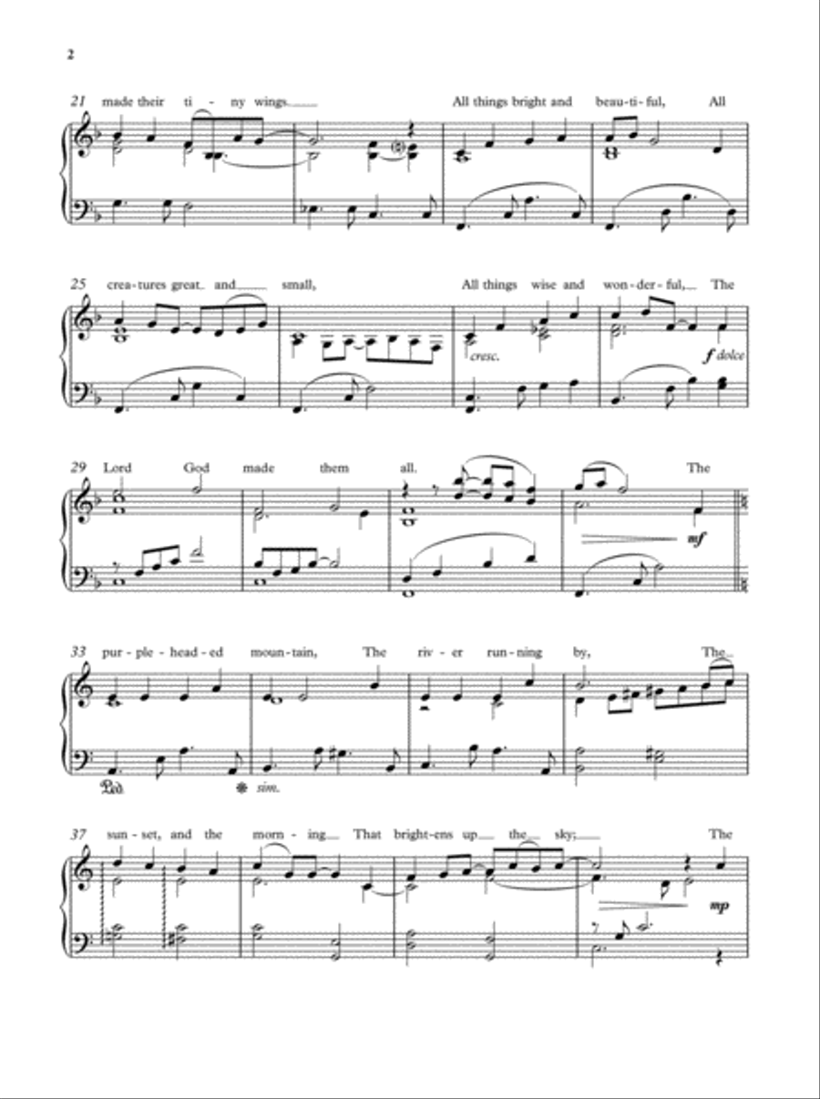 All things bright and beautiful Piano Solo scores gallery preview page 2