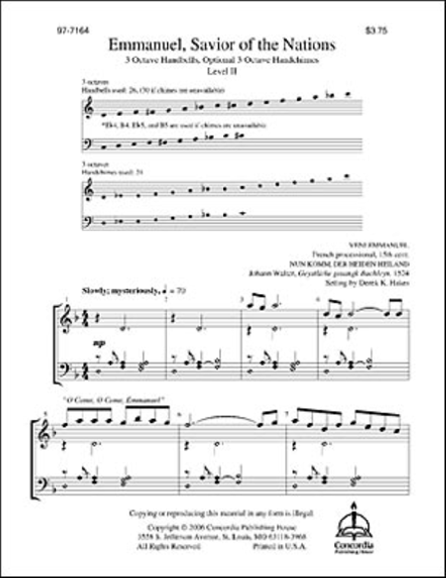 Emmanuel, Savior of the Nations Handbell Choir scores gallery preview page 1