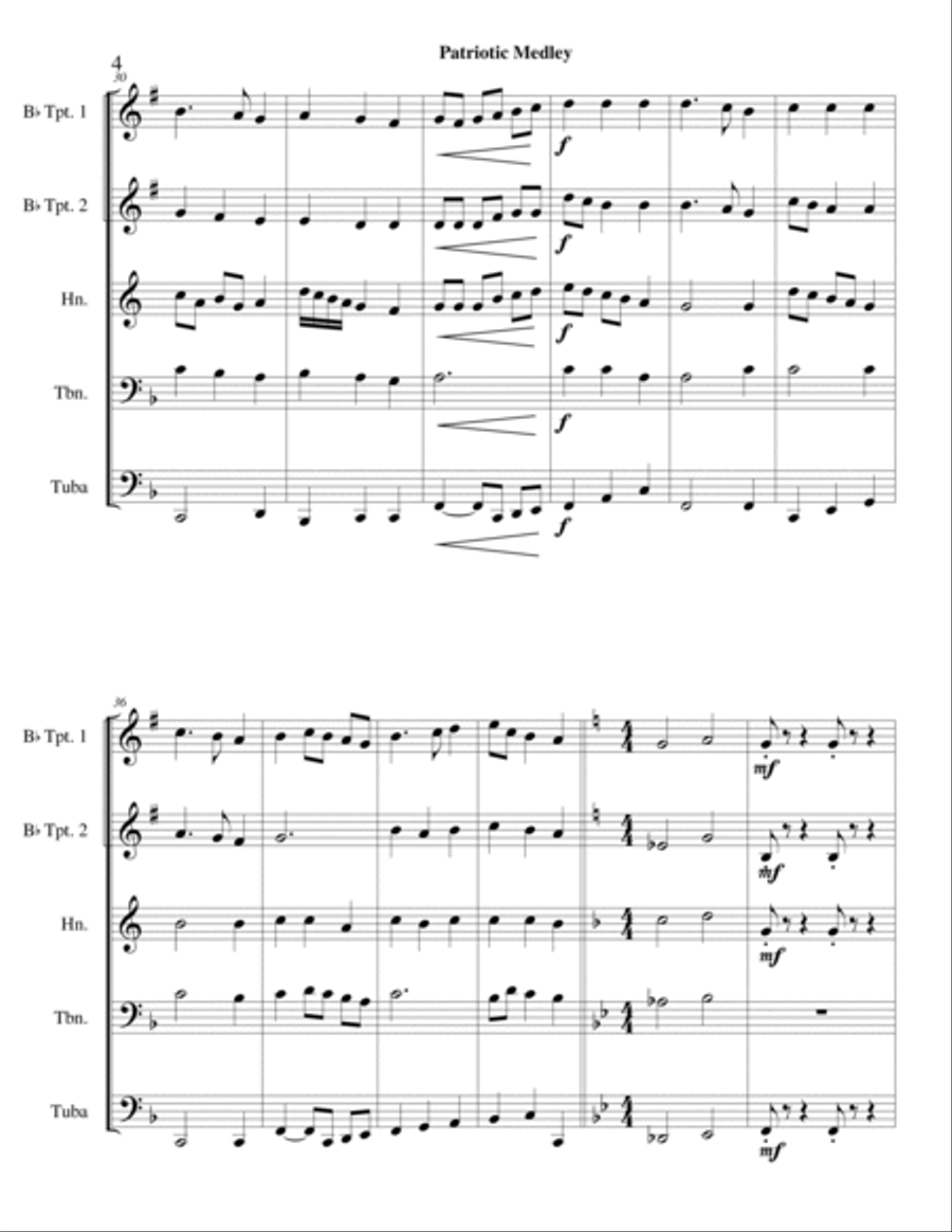Patriotic Medley Brass Ensemble scores gallery preview page 4