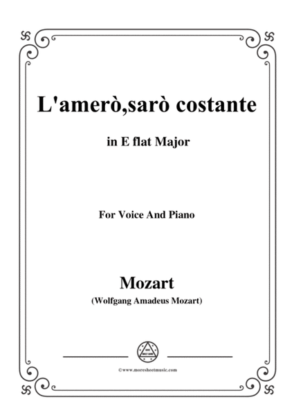 Mozart-L'amerò,sarò costante,from 'Il Re Pastore',in E flat Major,for Voice and Piano image number null