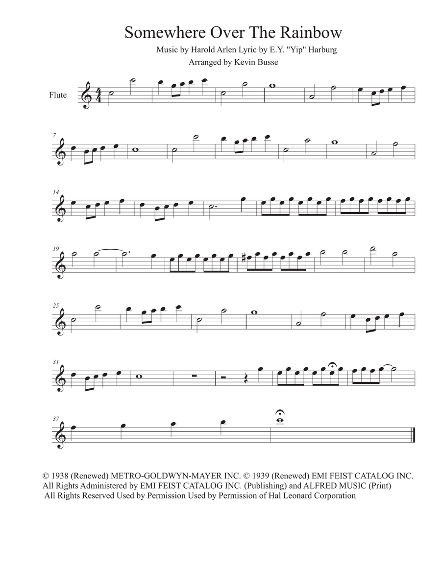 Over The Rainbow (from The Wizard Of Oz) Flute Solo scores gallery preview page 1