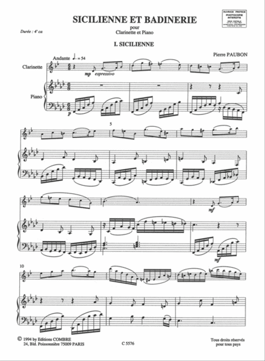 Sicilienne et badinerie Clarinet Solo scores gallery preview page 2