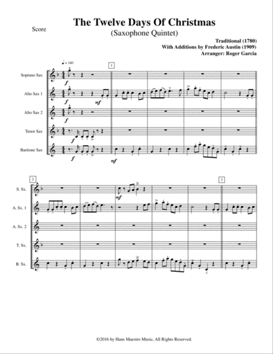 The Twelve Days Of Christmas Woodwind Quintet scores gallery preview page 2