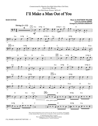 Book cover for I'll Make a Man Out of You (from Mulan) (arr. Roger Emerson) - Bass