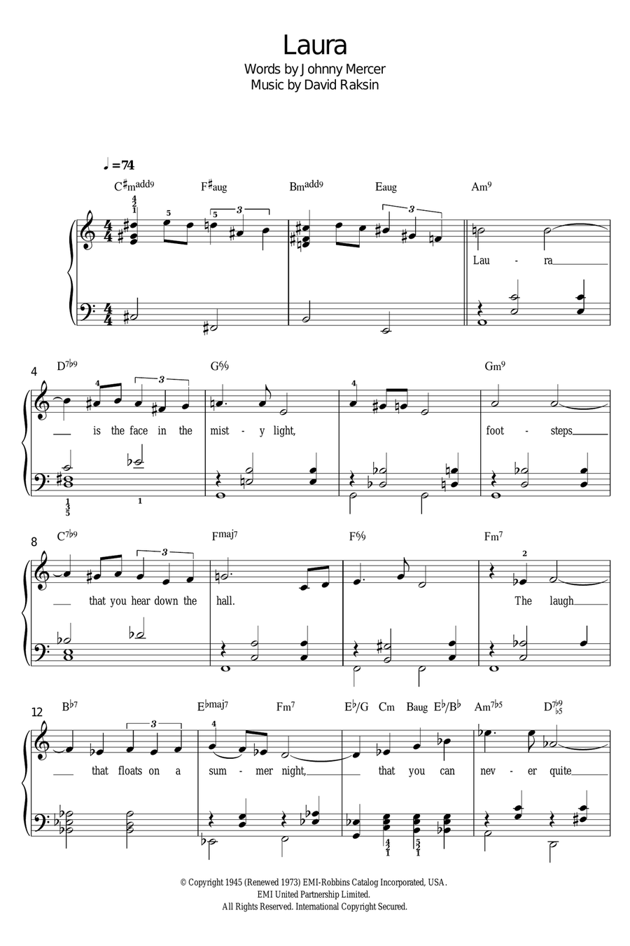Laura Easy Piano scores gallery preview page 1